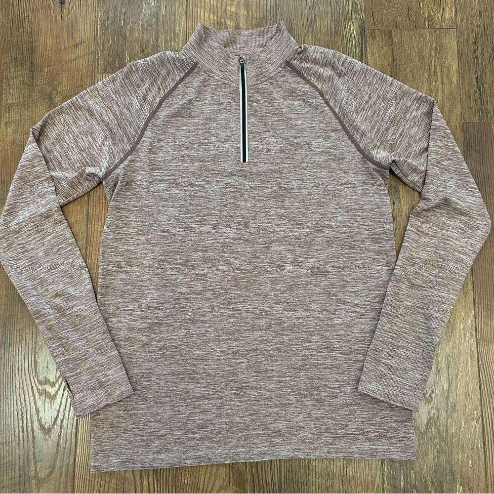 Pink Active Long Sleeve Pullover Athletic Shirt Heathered Pink/Purple X-Large